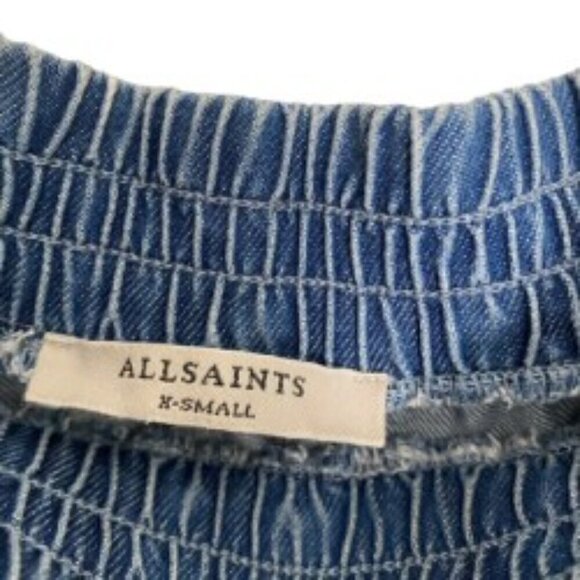 All Saints Adela Chambray Off Shoulder Dress XSmall - Picture 3 of 4